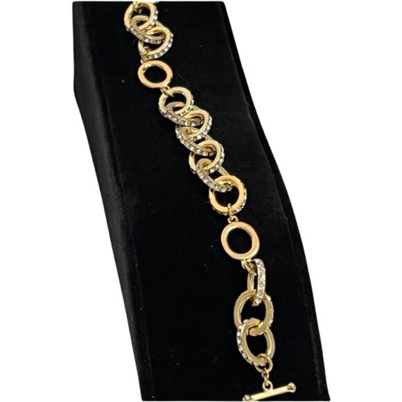 Charter Club Gold Tone Crystal Rings Station Necklace 30" Bracelet Earrings Set - Picture 6 of 6
